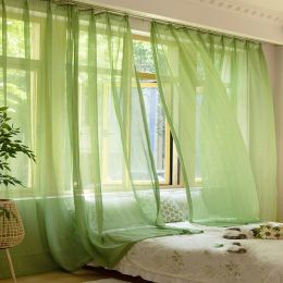 Curtains Pine Green Faux Linen Tulle Curtains For Living Room Sauce Orange Striped Texture Thickened Sunscreen Window Screen Voile Drapes
