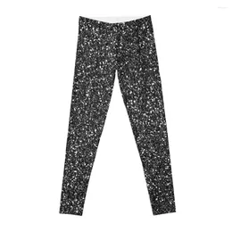 Active Pants Black Glitter Glam Sparkle Leggings Push Up Tights For Sports Sport Womens