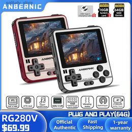 Portable Game Players ANBERNIC RG280V Retro Games 16G/64G-5000 Games 2.8Inch I Screen Retro Portable Mini Handheld Game Console Childrens Gift 280V Q240326