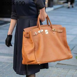 Top Handbag Large Hac Luxury Bag Limited Edition Travel Luggage Men's and Women's Soft Capacity 50 with Logo Bk Genuine Leather N4FR