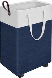 Laundry Bags EpicTotes 25.2-Inches Rolling Slim Basket On Wheels Collapsible & Waterproof Hamper Freestanding