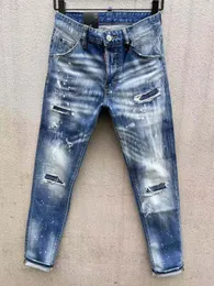 designer Mens Distressed Ripped Biker Jeans US Size 44~54 Slim Fit Motorcycle Biker Denim For Men Hip Hop MensJeans