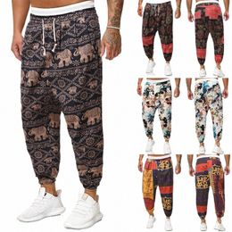 2022 Men Print Harem Pants Summer Cool Street Elastic Waist Pants Male Jogger Sweatpants Chinese Style Loose Oversized Trousers B7US#