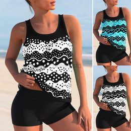 Women's Swimwear Summer Fashion Design Womens Bikini Two Piece Set Wave Printed Swimwear Vest and Sports Beach Suit S-6XL 240326