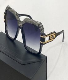 Half Snake Skin Black Leather Sunglasses for Men 623 Gold Grey Shaded Fashion Sun Glasses occhiali da sole firmati UV400 Protectio2706629