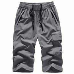 men's Summer Quick Dry 3/4 Pants Lightweight Capri Shorts Hiking Fishing Travel Casual Cargo Shorts Pants Men Gym Shorts 7XL 8XL a0Ax#