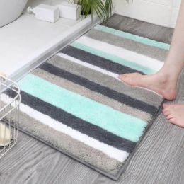 Mats Simple Nordic Stripe Bath Mat Absorbent Water Entrance Doormat Soft Bathroom Rugs NonSlip Floor Carpet Kitchen Area Rug Home