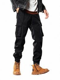 Pantaloni cargo multi-tasche invernali da uomo Fodera in pile spesso Pantaloni caldi da jogging Maschile Streetwear Pantaloni termici Cott casual 17mV #