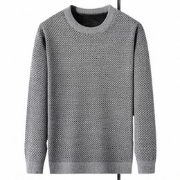 thickening Winter Men's Round Neck Thickened Sweater Knitted Pullover Solid Colour Lg Sleeved Casual Daily Warm Coat c0nS#