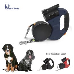 Leashes Dual Retractable Dog Leash, Walk 2 Dogs, Heavy Duty, Double Headed, Extendable, Extendable, Walking Training for 2 Dogs