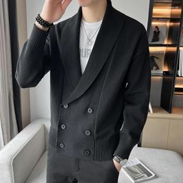 Herrenpullover 2024 Fine Fashion Korean Gentleman's Year College Wind Komfortable Slim British Striped Strick Casual Strickjangel Pullover