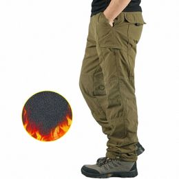 winter Thick Warm Cargo Pants Men Double Layer Casual Cott Baggy Overalls Rip-Stop Army Work Military Tactical Fleece Trousers n8WS#