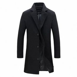 mid-length Urban Casual Woolen Coat Men's New Korean lg jackets for men Style Slim Windbreaker Winter Warm Windbreaker R5ij#
