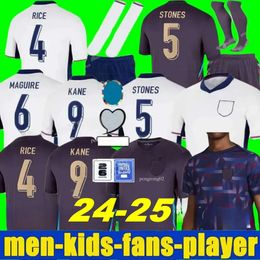 24 25 England Soccer Jerseys SAKA FODEN BELLINGHAM RASHFORD STERLING GREALISH National Team KANE Football Shirt Kit Red Shirts White Blue Men Kids Kits 50 62