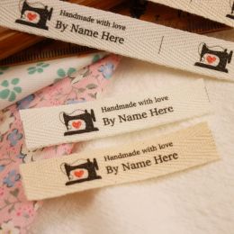 accessories Custom Twill Labels for Clothing, Personalized Name, Hand Sewing Machine, Brand Tags, Folding Organic Cotton, Xw5504, 12x60mm