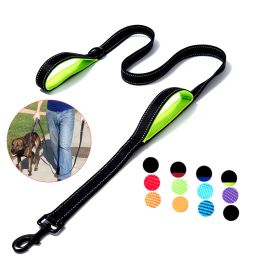 Leashes Dog Leash Adjustable Shock Absorbing Extendible Bungee Reflective Stitching Dual Handle Hands Free Running Leash Dog Supplies