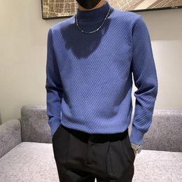 Men's Sweaters Winter Turtleneck Warm Black Slim Knitted Pullovers Men Solid Color Casual Male Autumn Knitwear C06