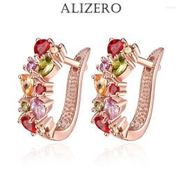 Backs Earrings ALIZERO 925 Sterling Silver 18K Rose Gold Colourful Zircon For Women Wedding Engagement Charm Party Jewellery Gifts