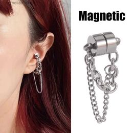 Ear Cuff Ear Cuff CHUANCI 1PC/2PC Punk Mens Strong Magnet and Pendant Earnail Set Non Perforated Earrings Fake Earrings Gift Jewellery Y240326
