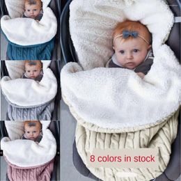 Blankets Baby Plus Velvet Sleeping Bag Thick Knitted Warm Woollen Stroller Christmas Gift
