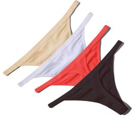 Sexy Women Cotton G String Thongs Low Waist Sexy Panties Ladies039 Seamless Underwear Black Red White Skin Drop Ship C6895418