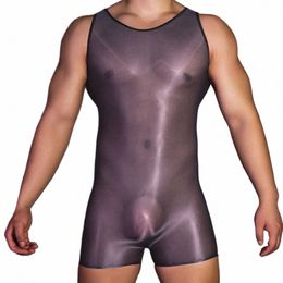 6colors Super Elastic See-Through Glossy Transparent Tight Fit Cvex Pouch Men Bodysuit Smooth Sheer Lingerie Sleepwear 402L#