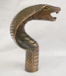 Sculptures Copper Statue Chinese Old Bronze Hand Carved Cobra Statue Cane Walking Stick Head fast shipping