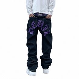 black Jeans Men Letter Print Color Block Loose Thin Vaqueros Straight-leg Hip Hop High Street Fi Denim Pants Young Trousers w4Et#