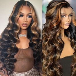 Ombre Lace Front Wig Human Hair 13x4 Glueless Wigs Pre Plucked Pre Cut Wear and Go Glueless Wig 1B/30 Body Wave Wig