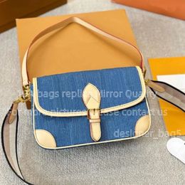 10A Quality Designer bag vintage denim bag women cross body Luxury handbags Hobo Shoulder Bags Blue Denim flower messenger purses