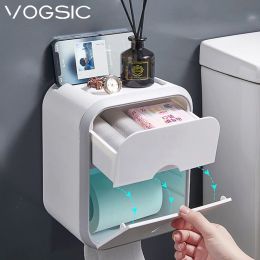 Holders VOGSIC Wall Hanging Tissue Box DoubleLayer Paper Storage Box Toilet Roll Paper Holder Storage Organiser Bathroom Accessories