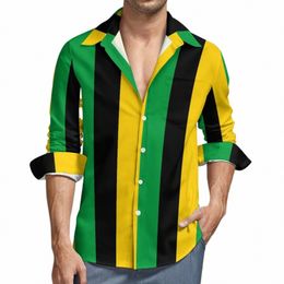 jamaica Natial Flag Colours Vertical Striped Leggings Casual Shirt Men Harajuku Shirt Autumn Elegant Blouse Oversized Clothing 10D4#