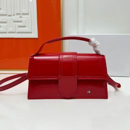 Luxury designer bag red retro womens crossbody Jacquemues luxury patent leather shoulder handbag classic flip law stick mouth tote