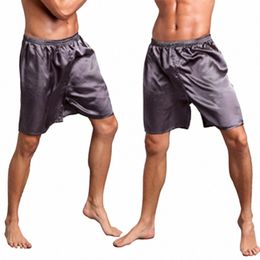 mens Silk Satin Loose Boxers Briefs Pyjamas Casual Shorts Home Nightwear Comfortable Soft Sleep Bottoms Short Pants Sleepwear h6dO#