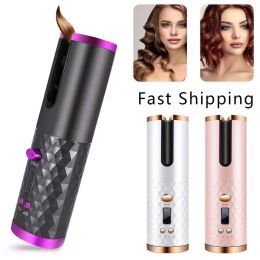 Irons Automatic Cordless Hair Curler Rechargeable Portable Pink Hair Style Device Temperature Adjustable Wireless Wave Curling Iron