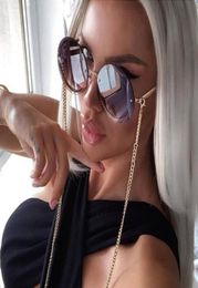 Trend Luxury Round Sunglasses Women Men Purple Shades Brand Designer Rimless Sun Glasses Pearl Chain Decoration For Female9547745