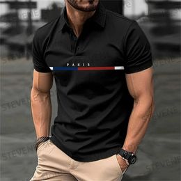 Men's T-Shirts Fashion Funny Letter Print Polo T-Shirts Casual Lapel Mens Shirt Summer Breathable Wear Oversized Short Slve Sports Tops T240325