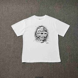 High Quality Ts American Trendy Steel Nail Skull Print White Short Sleeved T-shirt for Men and Women Summer