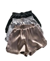Summer Casual Women Bottoms Women Satin Shorts Faux Silk Shorts Shiny Glitter Wide Leg Short Trouser Mid Waisted 914 A079 T2009000523