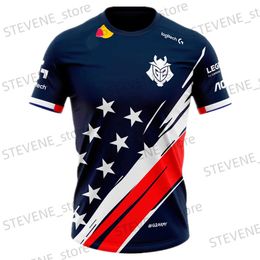 Men's T-Shirts Summer 3D Printed G2 Game National Team Uniform Mens Quick Dry T-shirt E-Sports Fans Short Slve Tops Fashion Oversized Ts T240325