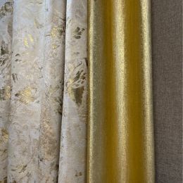 Curtains Cream Champagne Gold Luxury Curtains for Living Room Bedroom Dining Jacquard Precisio Blackout New Windows European White Tulle