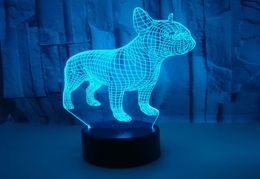 Changeable Touch Remote Control Vision lamp Colorful 3D Night Lights Atmosphere French Bulldog 3d Small Table Lamp Christmas Gift7830103