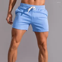 Men's Shorts Summer Cotton Elastic Sports Fashion Versatile Solid Oversized Casual Cropped Pants Running Training Fitness