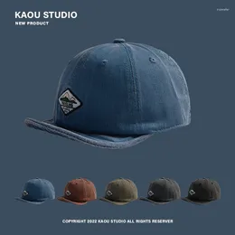 Ball Caps Short-Brimmed Hat Men's Washed Denim Soft Brim Peaked Cap Women's Style Distressed Patch Big Head Circumference Baseball