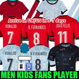 2024 Euro Cup Portuguesa Portugal Soccer Jerseys Ronaldo Joao Felix Peepe Bermardo B.fernandes Camisa de Futebol 24 25 J. Moutinho Football Shor