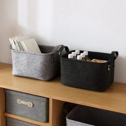Baskets 1pc Nordic Felt Storage Basket Living Room Tea Table Black Grey Sundries Storage Basket Cloth Felt Storage Box Bedroom Socks
