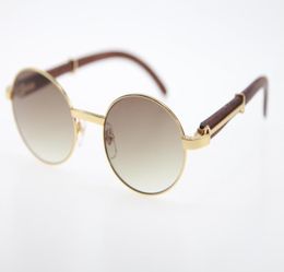 Round Vintage Gold Wood Sunglasses 51551348 men famous Frame Decor frame Glasses Good Quality Fashion metal Eyeglasses Size55223945201