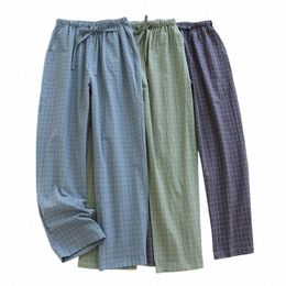 2024 New Style Trending Cott Plaid Pyjama Trousers Furnishing Cott Panties Pyjamas Cott Men Slee Down Home Wear R106 99Ba#