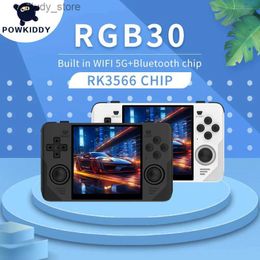 Portable Game Players POWKIDDY RGB30 retro pocket 720 * 720 4-inch I screen with built-in WIFI RK3566 open-source handheld game console as a childrens gift Q240326