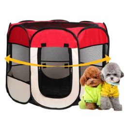 Mats Folding Pet Tent Oxford Cloth Octagonal Cage Scratchresistant Waterproof Delivery Room Cat Dog Nest Outdoor Playpen Supplies
